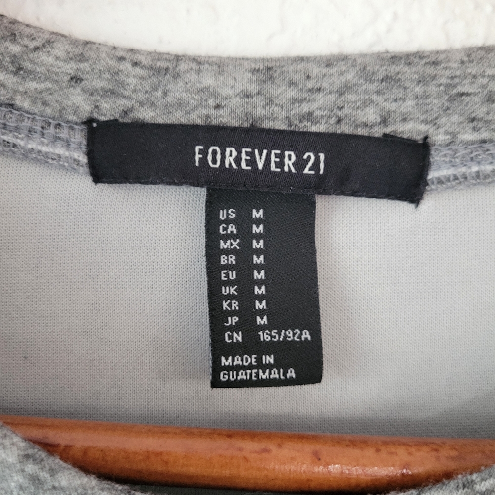 Forever 21 Women's Gray Crewneck Sweatshirt Linen Blend Dress W/ Pockets Size M - Picture 4 of 5